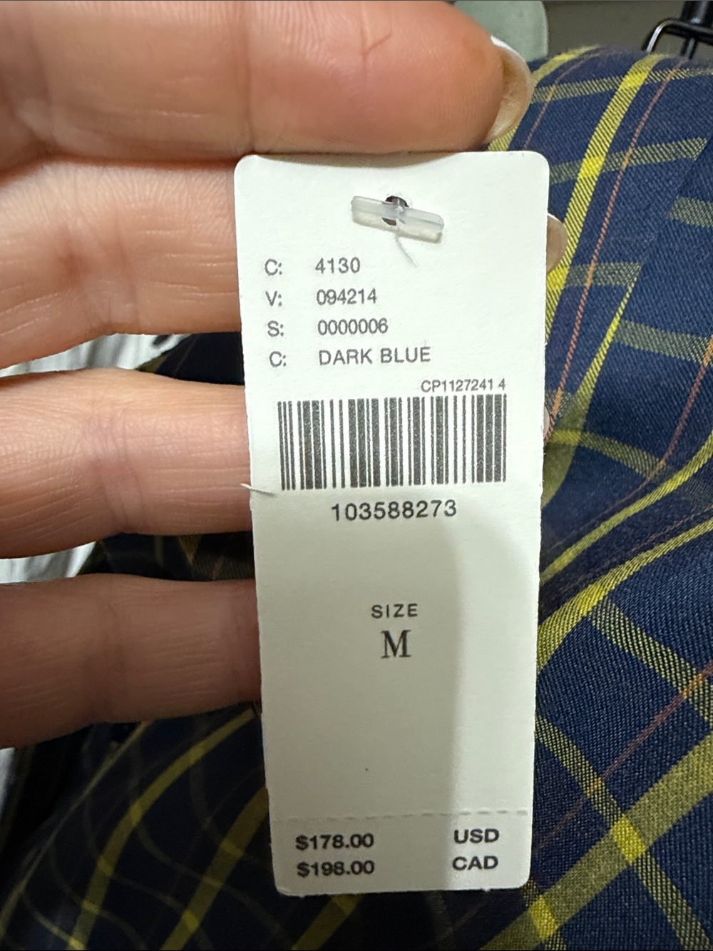 Anthropologie Tobie Mini Checked Short Sleeve Shirt Dress in Navy and Yellow - Picture 7 of 7